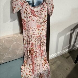 Zara Red and Pink Floral Dress